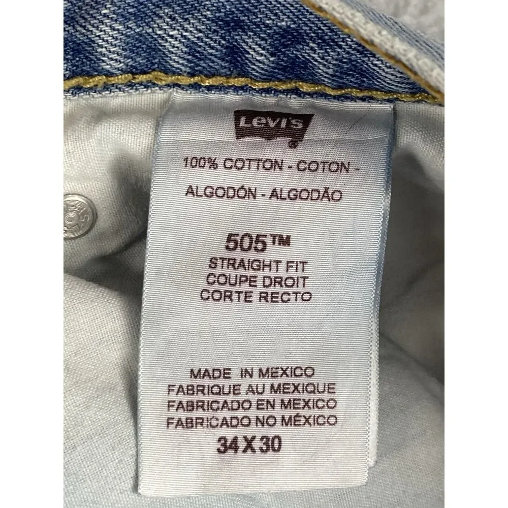 Levi's 505 Jeans Mens‎ Straight Fit Denim Blue Size 34x30